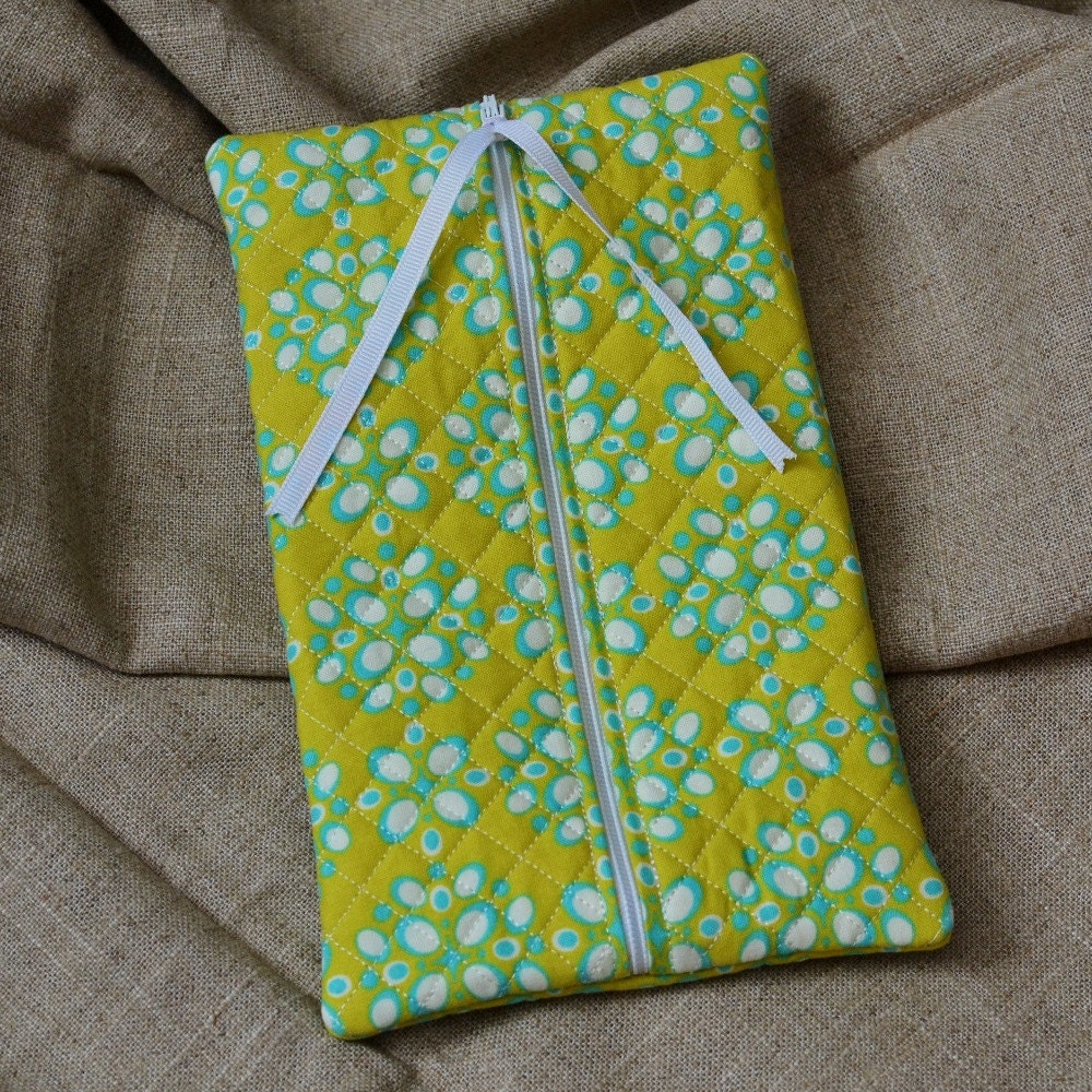 Quilted Baby Wipes Case, Green and Turquoise