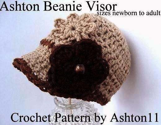INSTANT DOWNLOAD Crochet Pattern PDF 74 Ashton Beanie Visor Newsboy Hat, make All sizes Baby to Adult