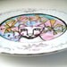 Ceramic Plate Cat Rain Clouds Geometric Orange Triangles Turquoise blue Metallic Pink Decorative Hand Painted Upcycled - READY TO SHIP