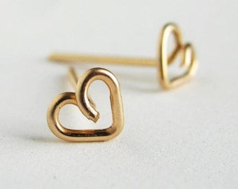 Tiny Gold Heart Studs