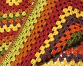 Harvest Spice Crocheted handmade cozy granny square Afghan Blanket- Ready to ship