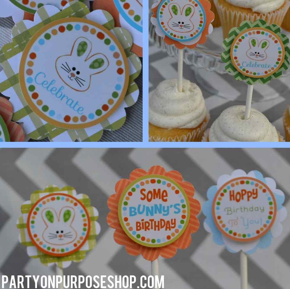 Bunny Rabbit Birthday Decorations Cupcake by