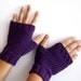 Purple fingerless gloves