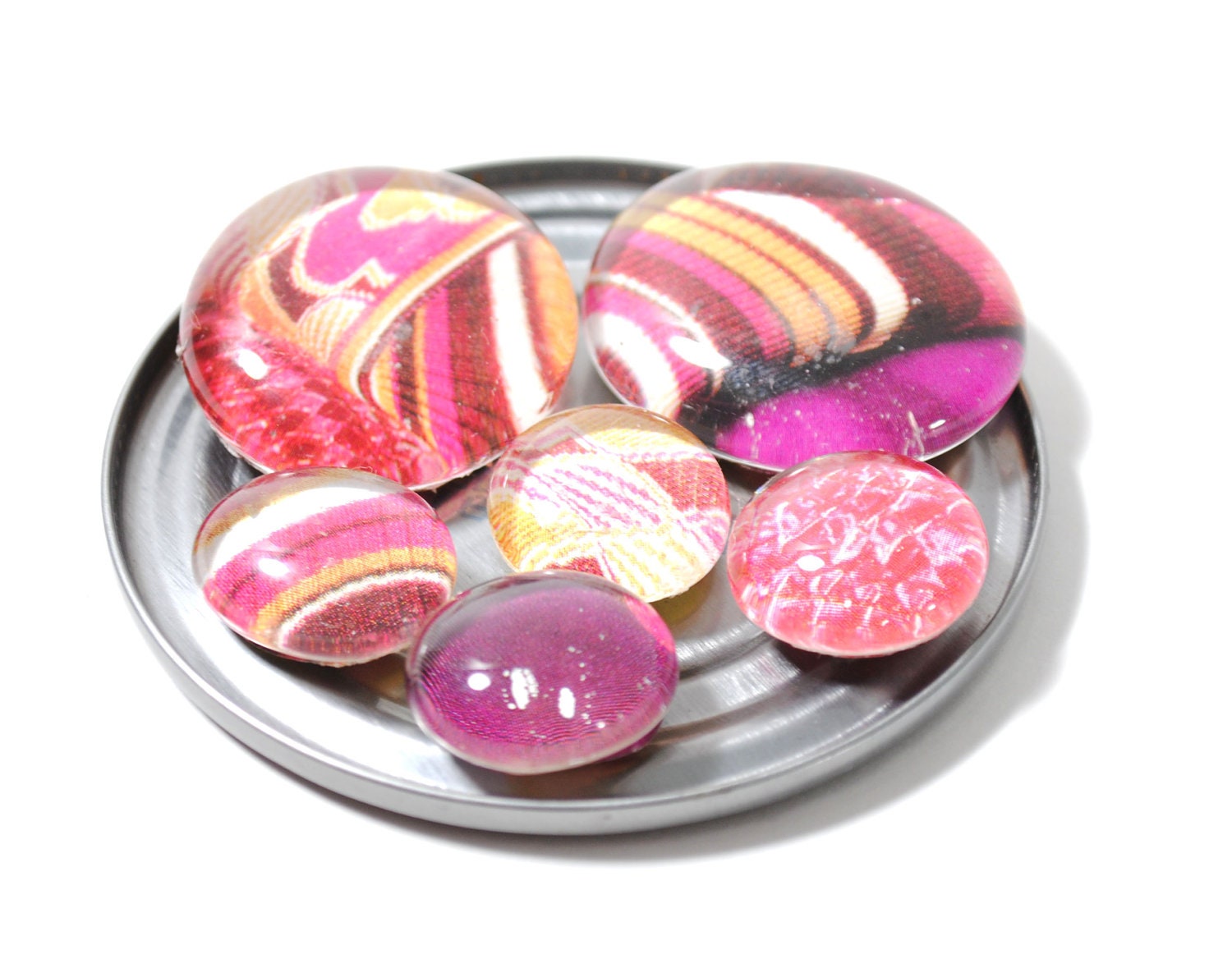 pink and fuscia magnet set - made from recycled magazines, stocking stuffer