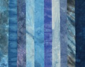 Hand Dyed Fabric MOODY BLUES Stash Pack - 10 Fat Eighths