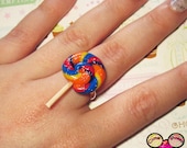 Rainbow Swirled Lollipop Ring
