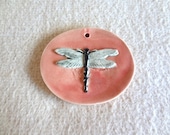 Pretty Handmade Pink Porcelain DRAGONFLY Pendant