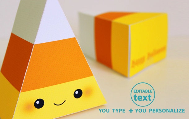 Halloween Candy Corn Printable Favor Box for Party or Birthday Editable Text Printable PDF 1063