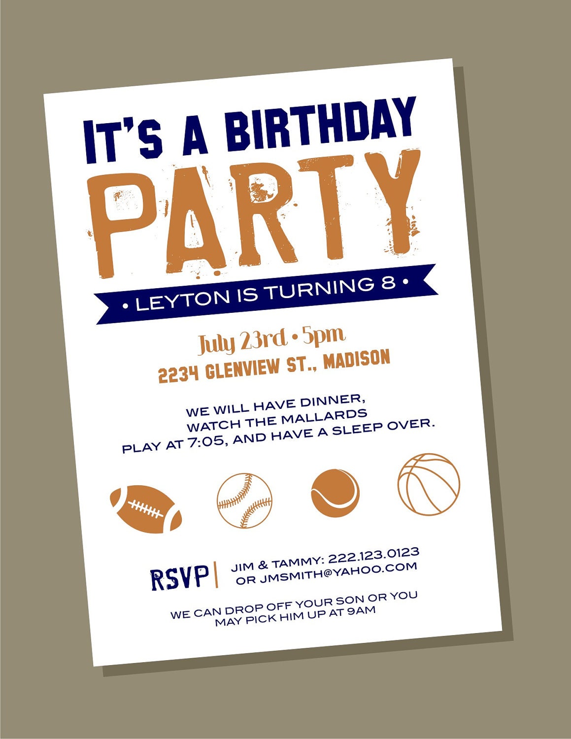 Sporty - Custom Birthday Invitation