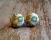 Fabric button earrings Yellow flowers, no vase required