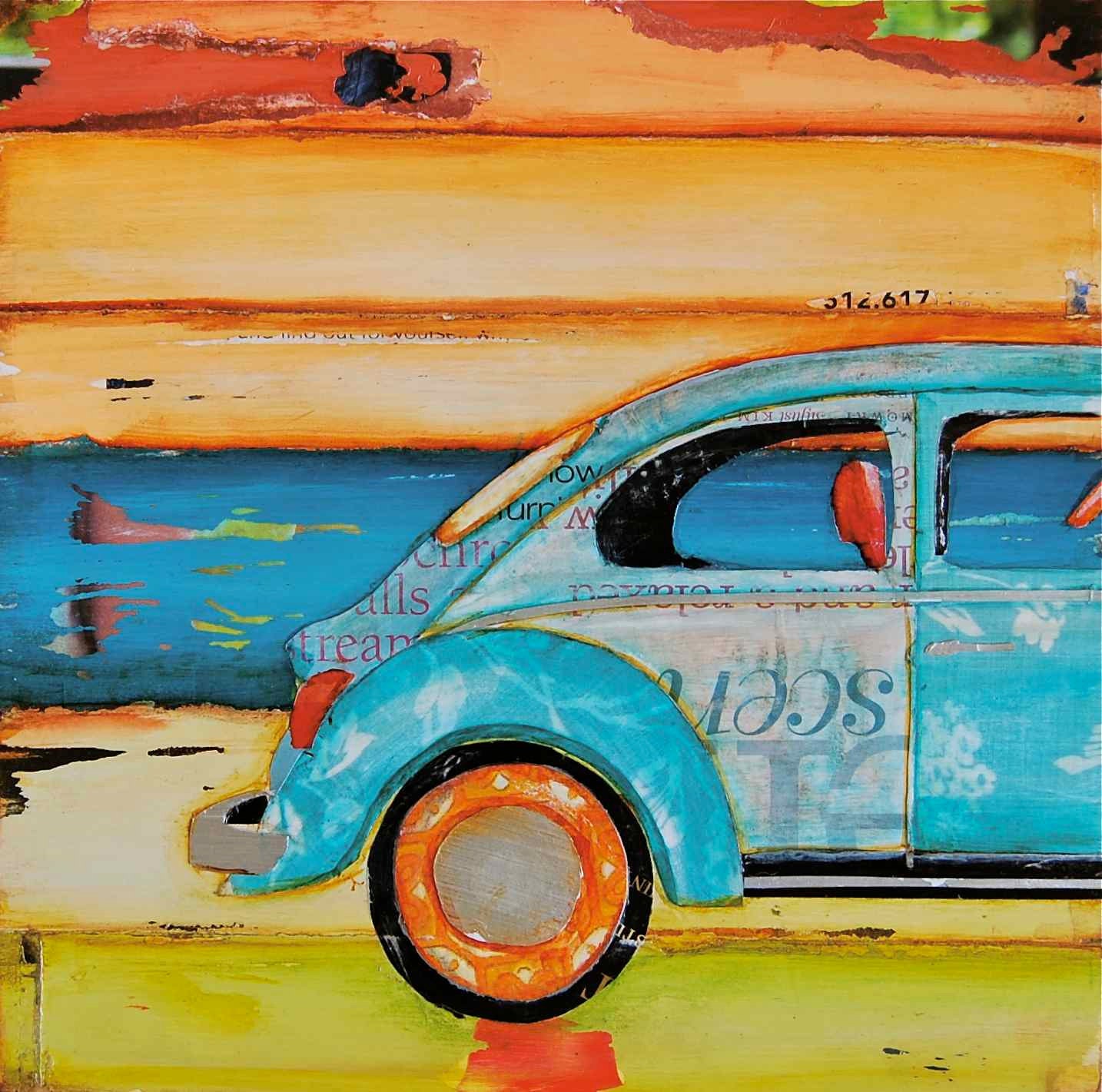 Vw bug- "Just Roll with It" - Volkswagen at Beach - Fine Art Print 16x20