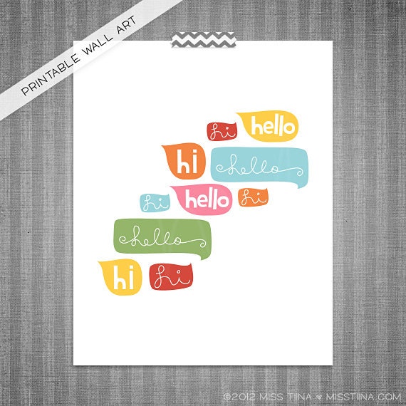 Hi Hello DIY Printable Digital Wall Art 8x10