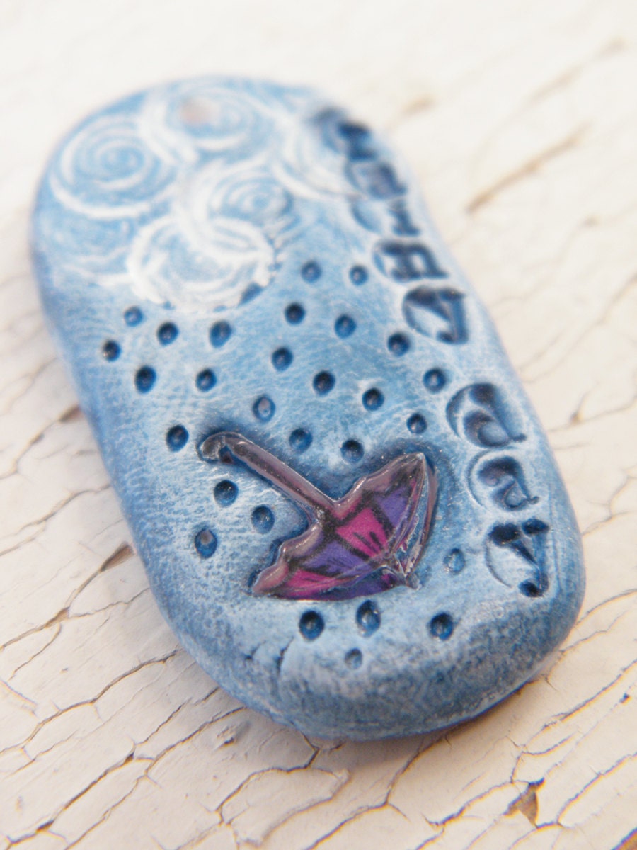 Rainy Day handpainted focal pendat (ready to ship)
