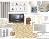 Pre-Made online interior design package - Gender neutral baby nursery design