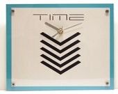 Modern Geometric Wall Clock : Blue Green Teal White and Black Back to School Clock