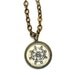 Ship Wheel Illustration Mini Nautical Necklace Brass Sailor Pendant
