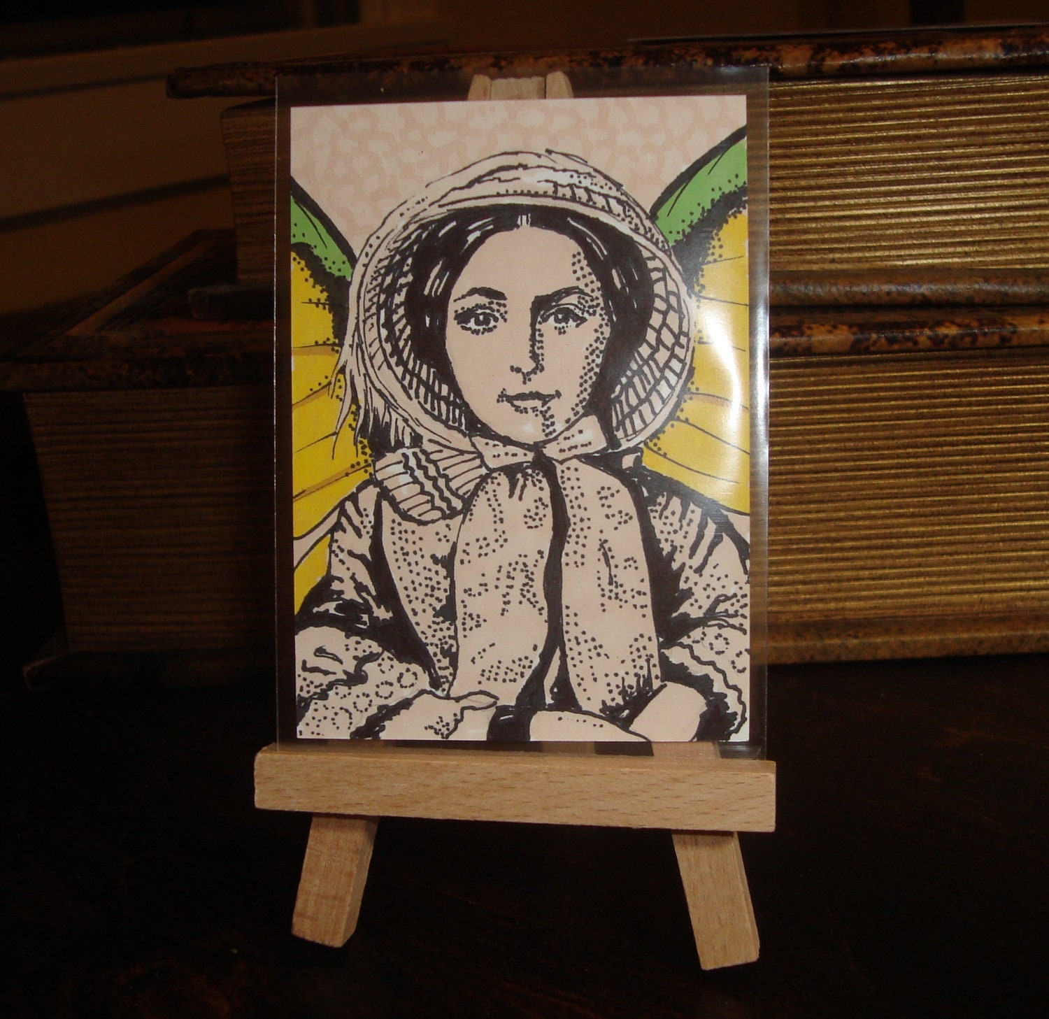 Vintage Photo Art ACEO Portrait Woman Butterfly Altered Art Drawing Fantasy  MVU