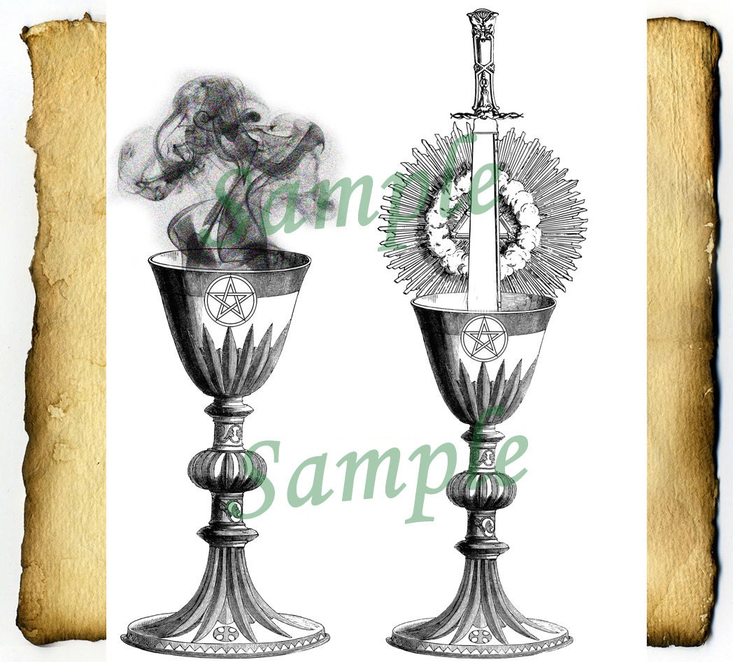 Digital Graphics Wiccan Chalice & Athame - BoS Spell Page