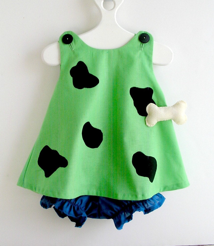 Complete Green Pebbles Flintstone Toddler Costume 3 Piece Set