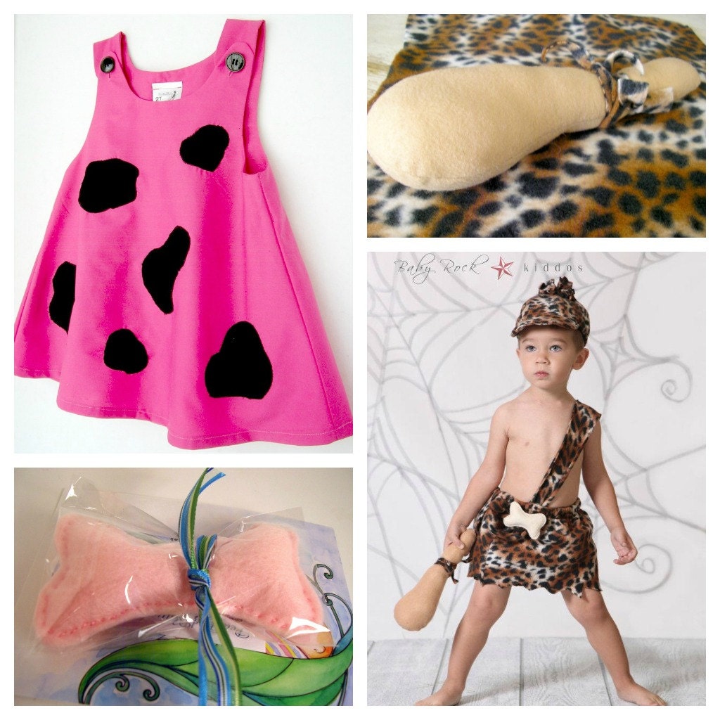 Pink Pebbles and Bamm Bamm Costumes plus Accessories - 6 Piece