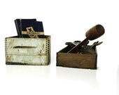 Wooden Hardware Bins, Vintage Set of Two Boxes