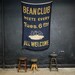 Antique Bean Club Banner, Hand Stitched Folk Social Club Sign