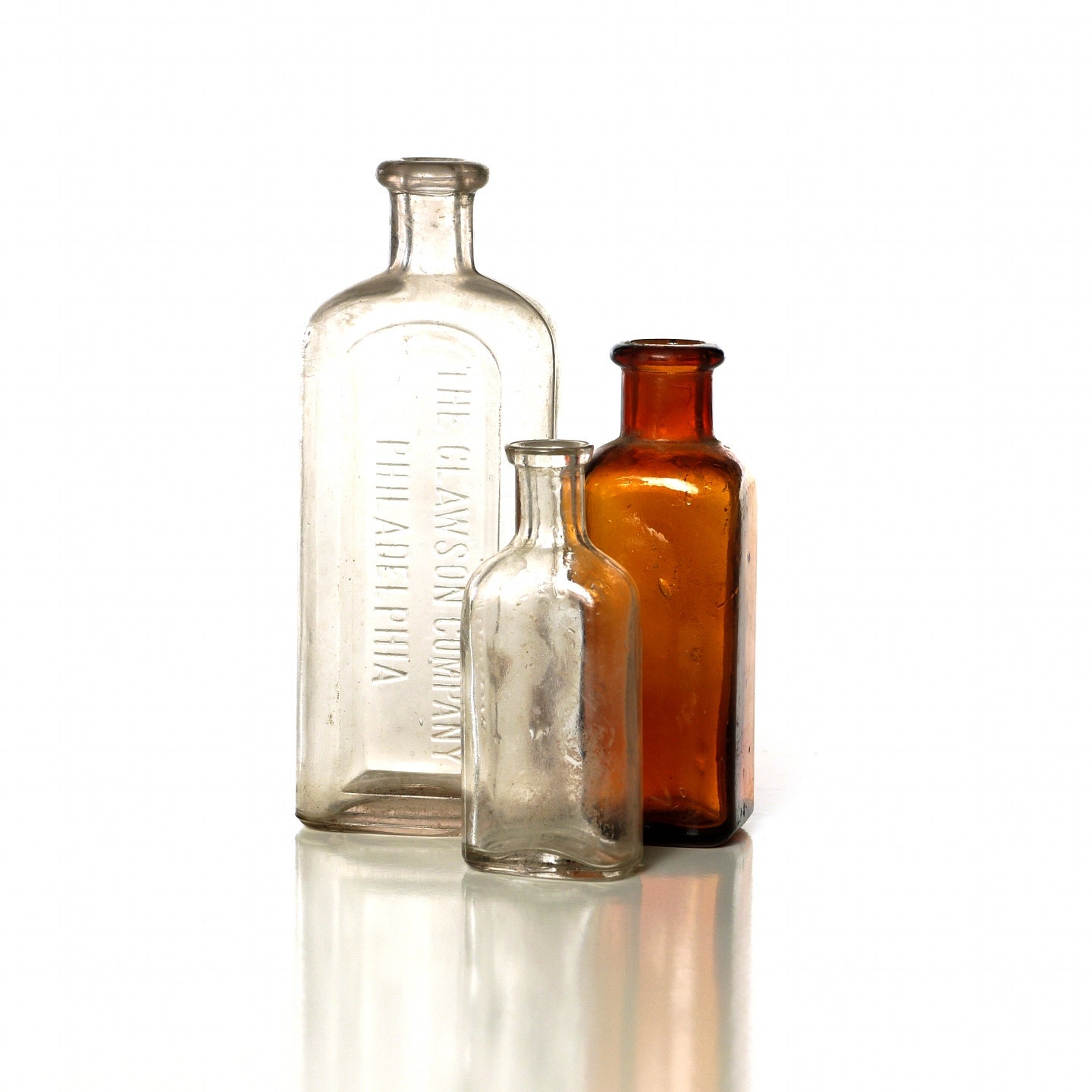 Antique Apothecary Bottles, Set of Three