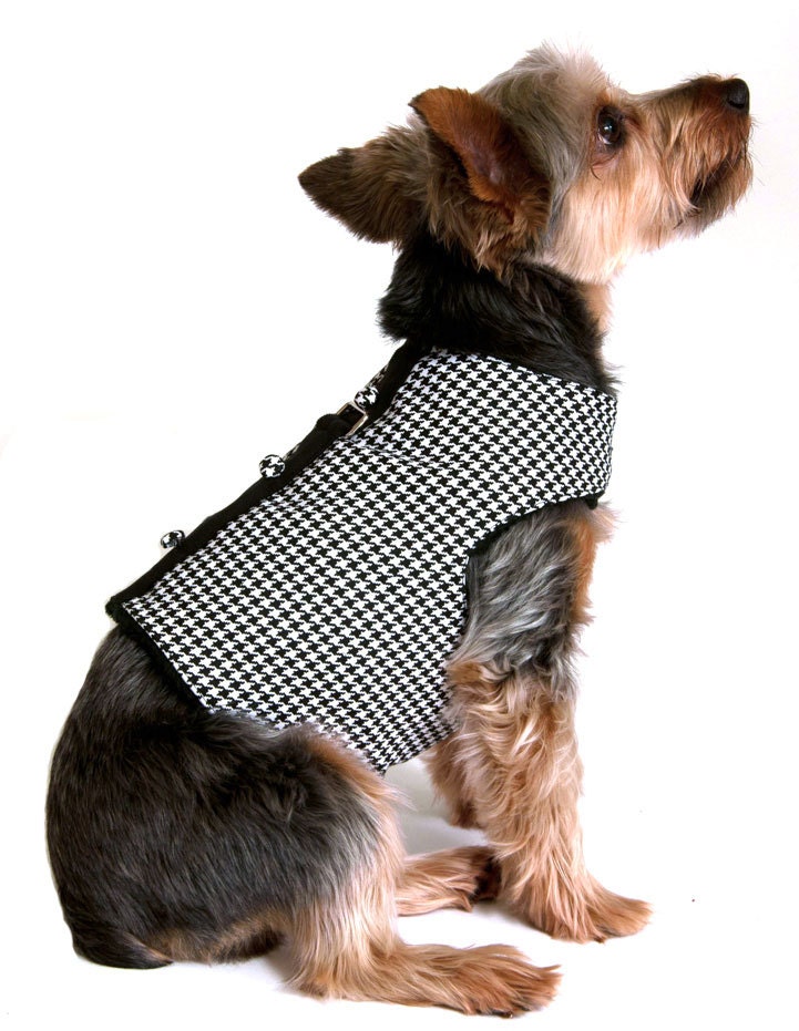 Houndstooth Dog Jacket Coat with skirt