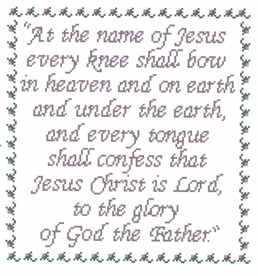 At the Name - Bible Verse, Cross Stitch Pattern, Sweetwater Designs, 58,