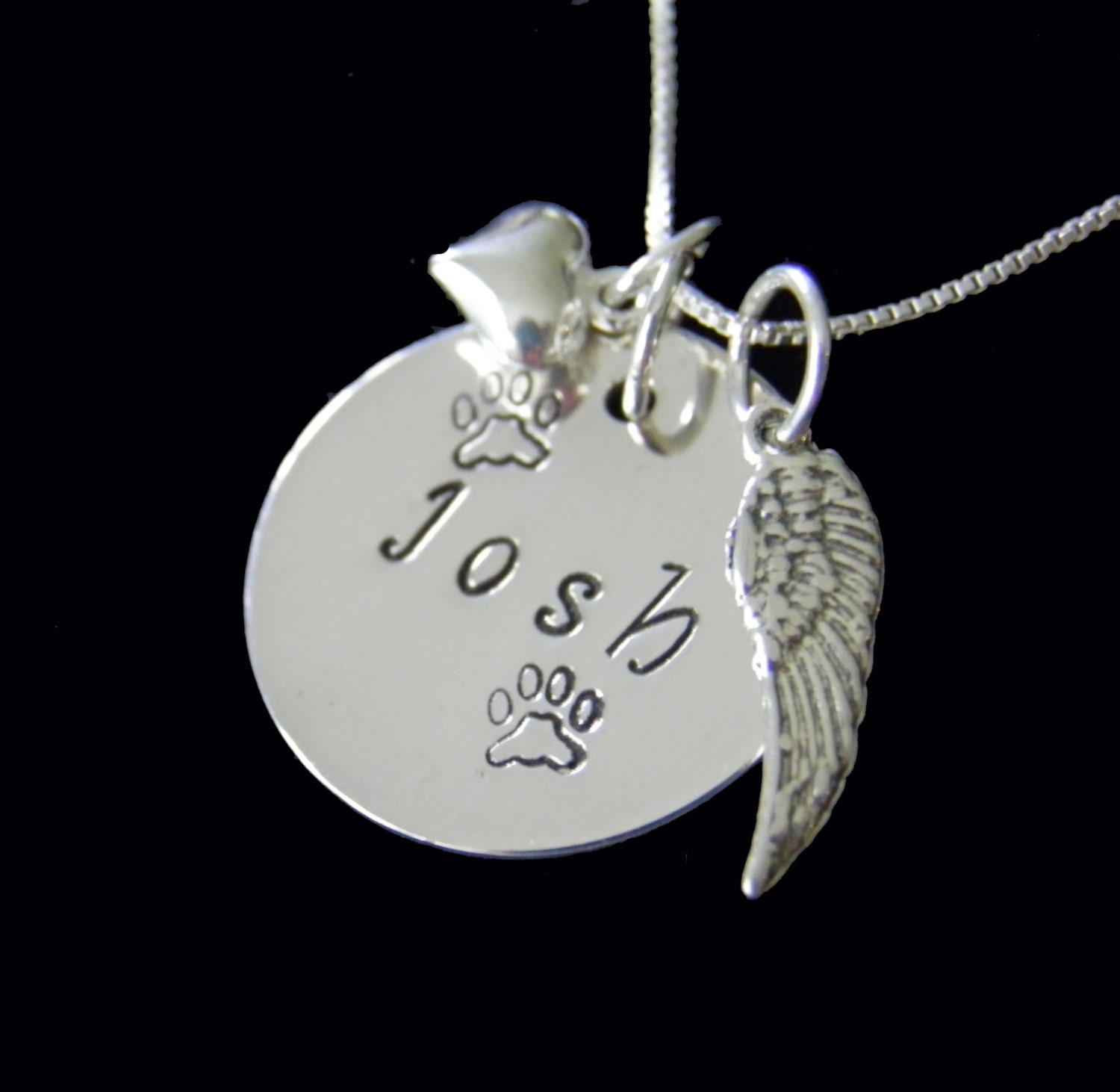 Personalized Pet IN MEMORY / REMEMBRANCE Sterling Silver Necklace - Custom Hand Stamped
