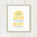 You Are My Sunshine Print: Nursery Art - Children's Art, Girls Room, Home Decor - Sunshine Yellow, Aqua Blue, Grey, Under 20 - 8 x 10