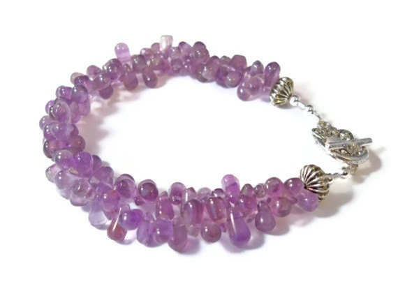 Amethyst Teardrop Beaded Bracelet, Amethyst Jewelry, Beaded Jewelry, Teardrop Bracelet, Handmade Jewelry
