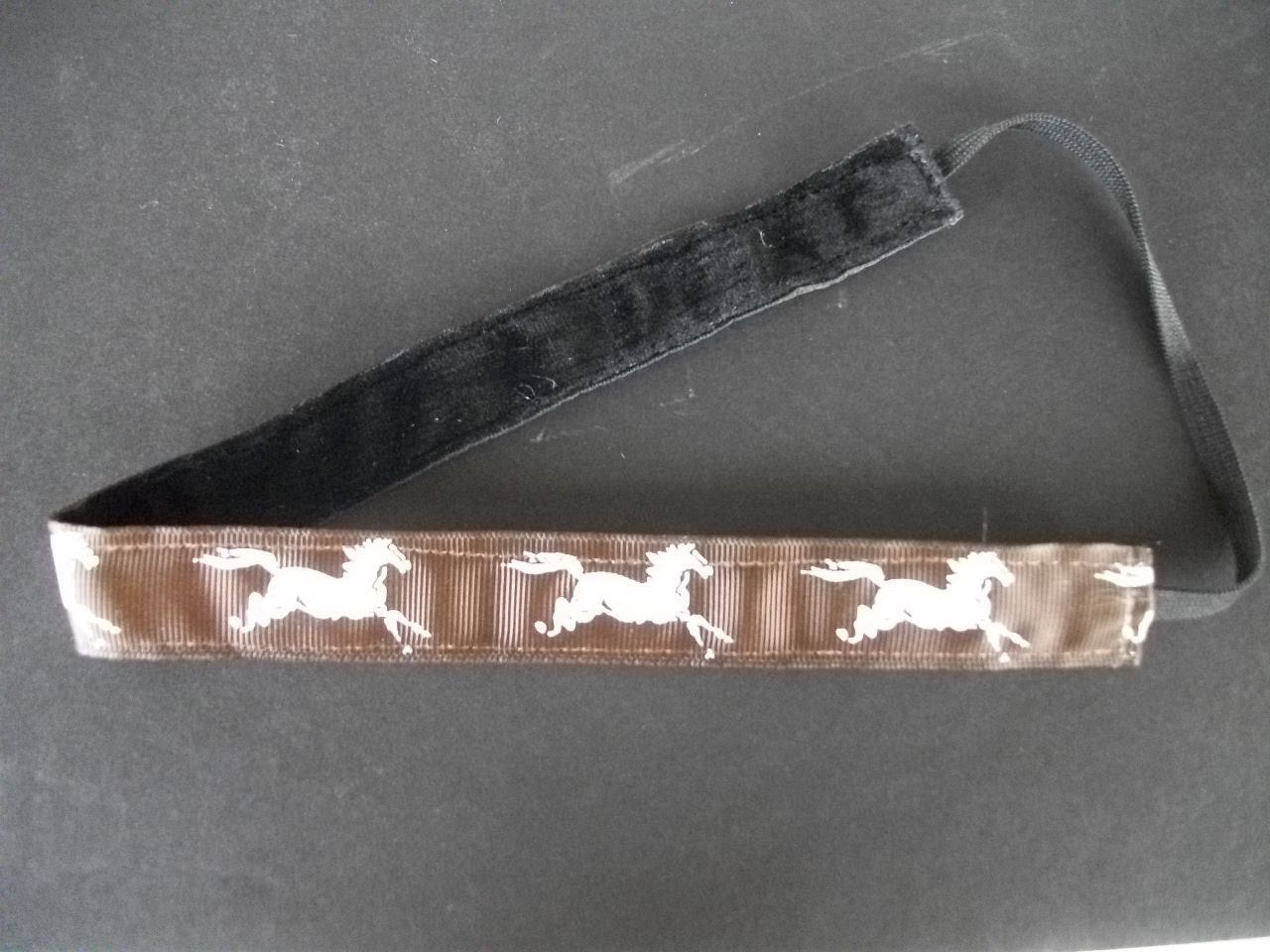 Non-Slip Headband,. Brown with White   Velvet Head band, Western English, Cow Girl