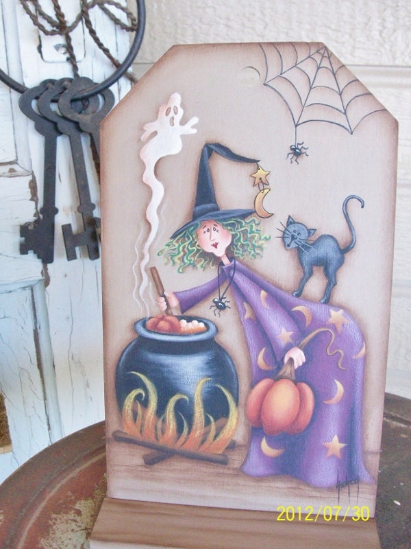 Handpainted Halloween Witch Decoration