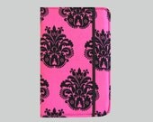 SALE Kindle Cover Hardcover Kindle Case Nook Cover Nexus 7 Cover Nexus 7 Case Custom eReader Cover Pink and Black Fleur De Lis