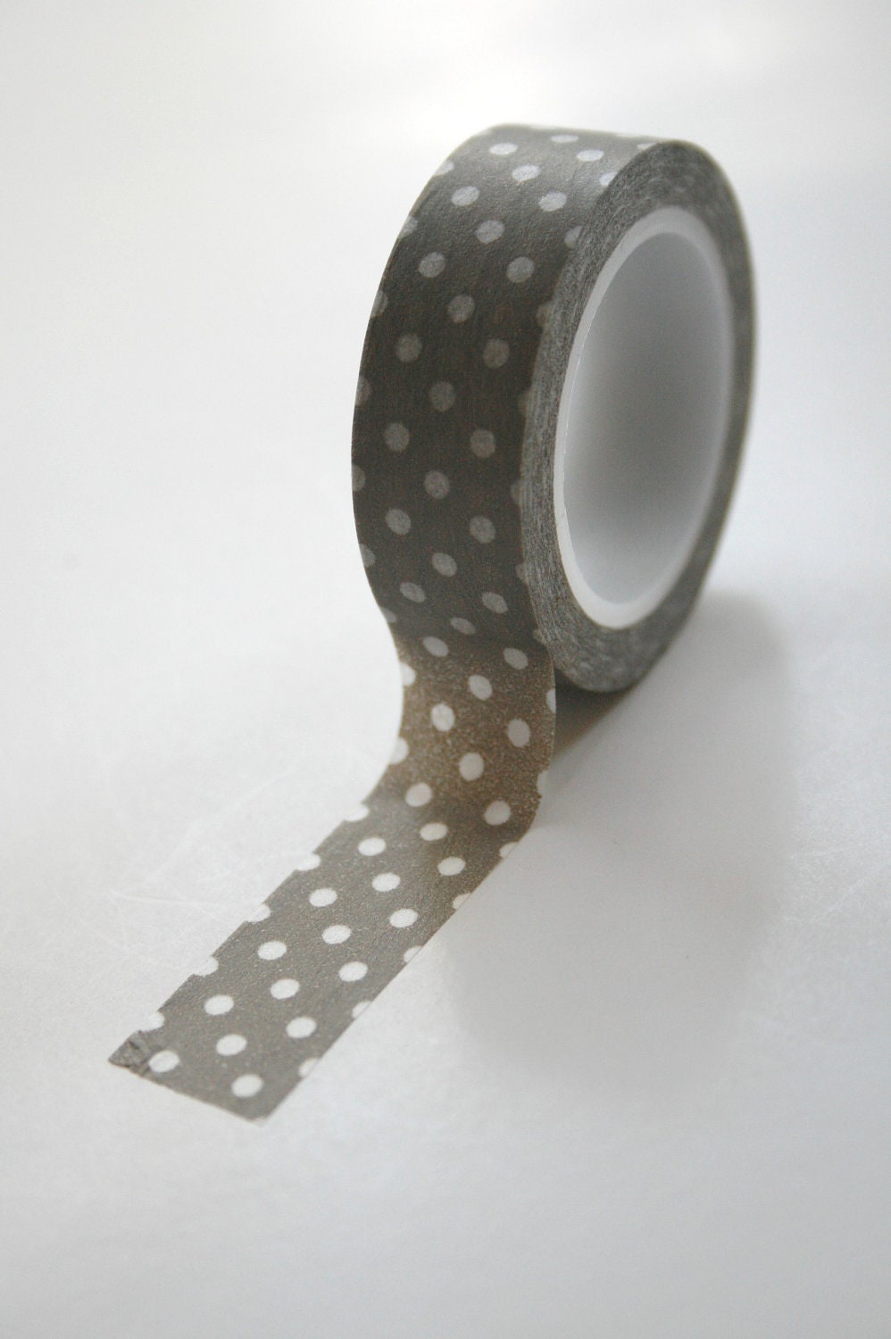 Washi Tape - 15mm - White Polka Dot on Elephant Grey - Deco Paper Tape No. 493