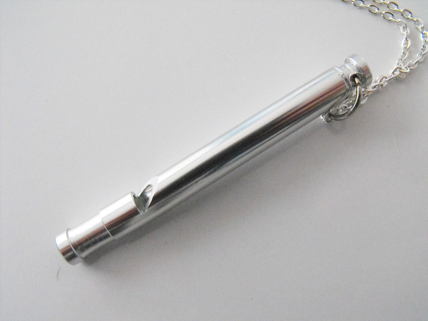 Silver Whistle Necklace with Silver Chain