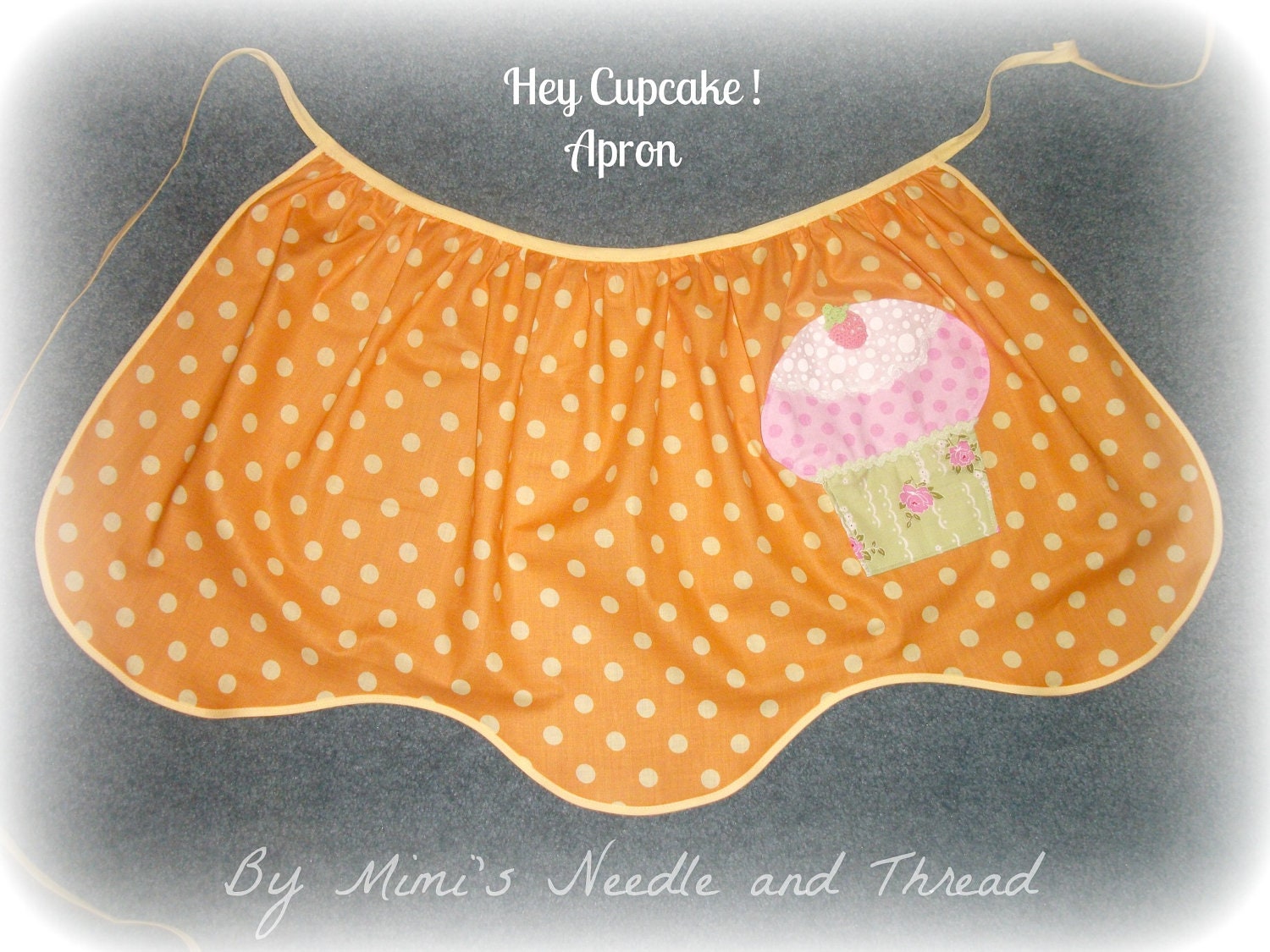 On Sale/Retro Polka dot cupcake handmade apron/fun and sassy apron/half apron/woman apron