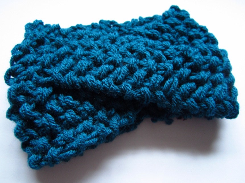 Lace infinity scarf and headband in teal