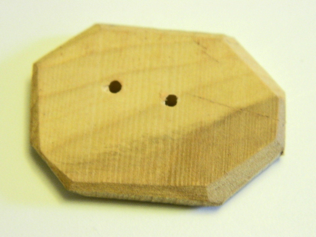 Lilac Wood Button, approx. 1 1/4 in x 1 3/4 in organic hexagon