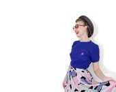 Vintage skirt /  black gray blue pink / high waist summer skirt / size XS-S