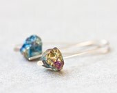 Druzy Earrings Titanium Peacock rainbow Argentuim Sterling Silver Handmade Urban Minimalist Geometric Jewelry organic tbteam rusteam
