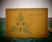 Acorn & Oak Leaf Leather Letterpress Postcard