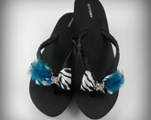 Zebra Print Boutique Wedding Flip Flops, Party Flip Flops, Childrens Flip Flops