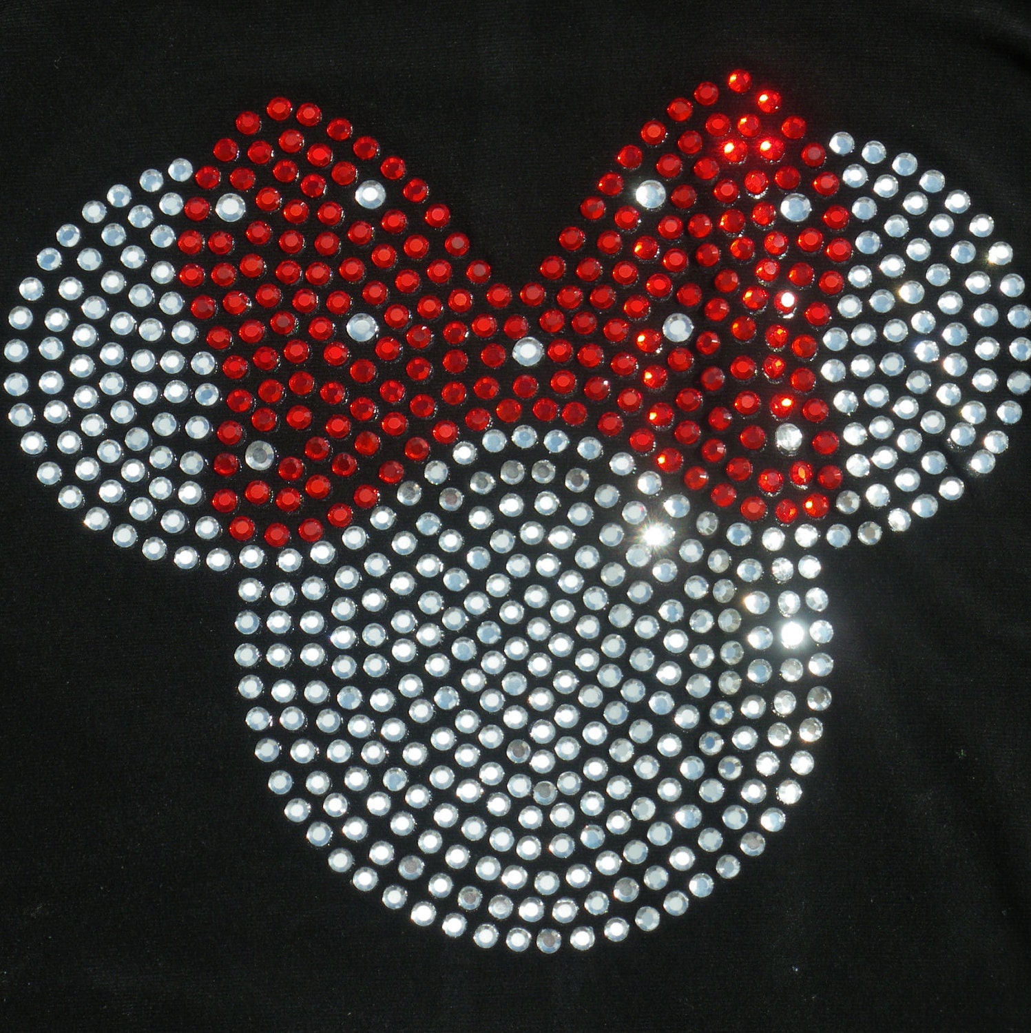 5" clear/red Minnie Mouse  iron on hot fix rhinestone transfer for Disney t-shirt