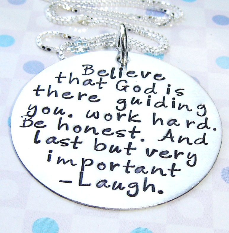 Handstamped necklace - personalized quote necklace - Encouraging gift