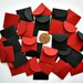 GROUP of 32 Tiny ENVELOPES- Persimmon and Black (Set P)- for wedding favors, love notes, tiny banners, gift envelopes, candy