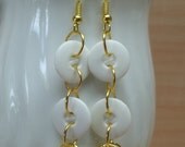 OOAk vintage white button earrings recycle eco-friendly