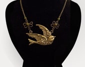 Nautical steampunk swallow necklace  - OOAK Unique Steampunk Gothic Clockwork Neo Victorian  Victoriana Jewellery
