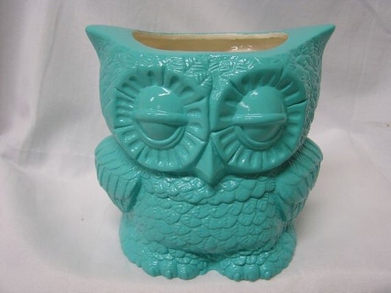 Small Tootsie Pop Owl Mini Vase Turquoise